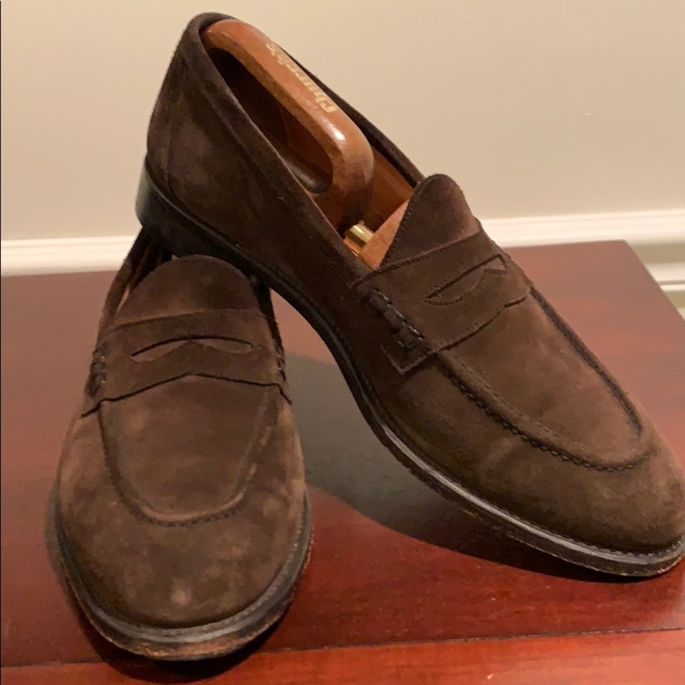 Brown suede loafers